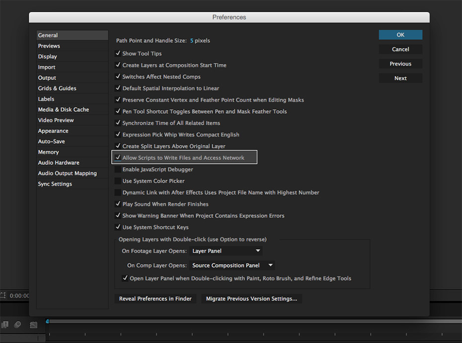 Allow scripts. After Effects preferences. Allow scripts to write files and access Network after Effects 2022. After Effects allow scripts to write files and access Network. GIFGUN плагин after Effect.